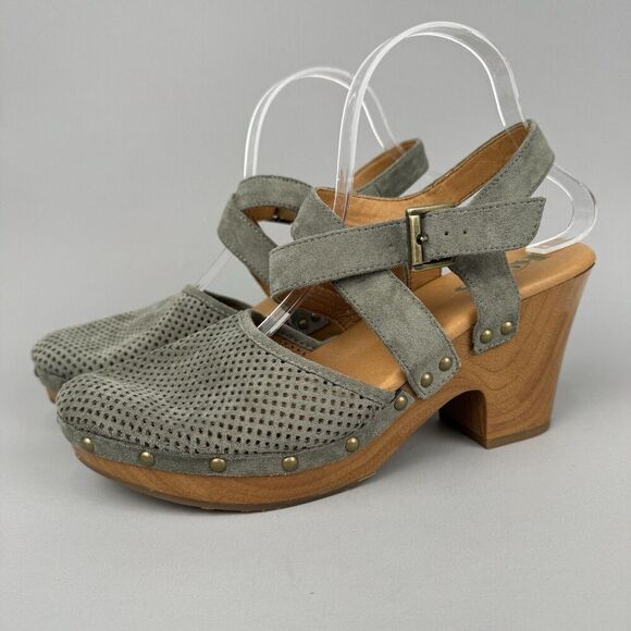 Korks By Kork Ease Clogs Womens 10‎ Green Studded Abloom Platform Slingback Boho - Picture 2 of 13